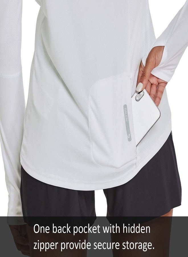 باليف قميص سباحة نسائي بأكمام طويلة من baleaf مع غطاء للوجه، حماية من الشمس بدرجة 50+، خفيف الوزن وسريع الجفاف، مناسب للمشي لمسافات طويلة وصيد الأسماك والجري، أبيض، مقاس XL - Image 4